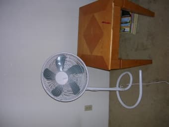 tv stand, end table, fan, couch 1