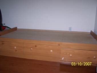 FS: sofabed $75, twin-size bedframe with drawers $50 1