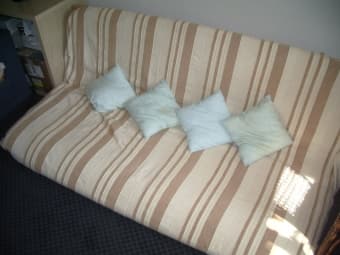 Clean futon with light wooden frame: $90 negotiable 3