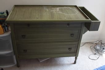 Double bed, chest of drawers, containters and books 3