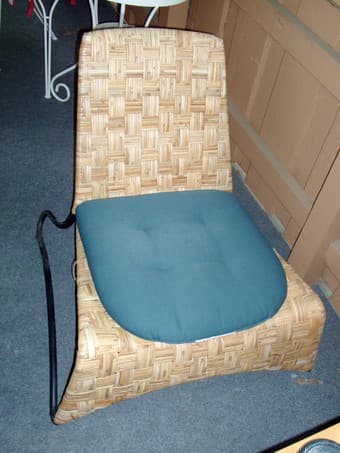 FOR SALE: Rattan Patio Chair with Cushion - $20/OBO 1