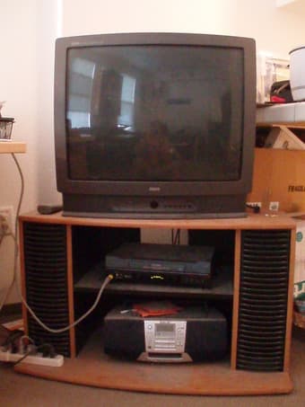 27" TV and TV stand, $30 & $20 respectively, $45 together 3