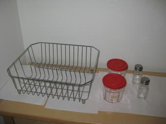 For sale - microwave + coffee maker + pots + dish drainer + more - $20 3
