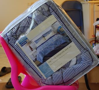 Cal-king complete bed set, never used, bought 3 months gao, $50 2