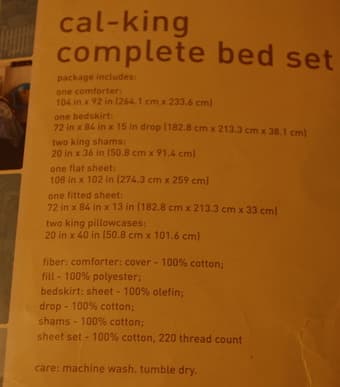 Home cal-King Complete Bed Set 220 count, $45 2
