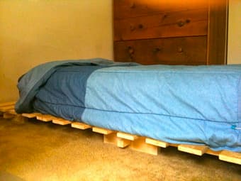 Asian-style wooden XL twin bed frame (free XL twin mattress): $80 2