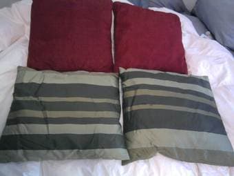IKEA Green Pillows and Chenille Blanket + Two Red Throw Pillows - $20! 2