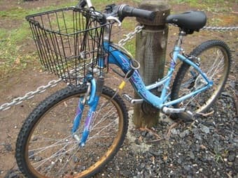 $60 Bike for sale w/ lock, cable, light, basket, newish seat & pedals 2