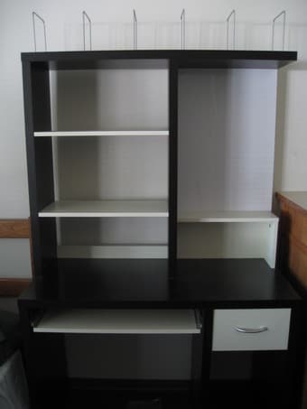Desk with bookshelf and magnetic board 1