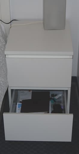 2 white nighstands ($32 each - $60 together) 3