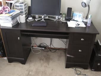 moving sale: leather chair, sofa, desk 3