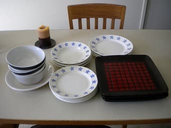 Assorted chinaware, plates, bowls, tupperware 1