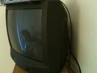 Wooden Filing Cabinet + 22" TV - $15 2