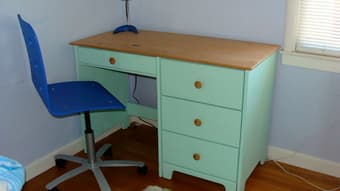 Child's wooden desk with three deep drawers for sale 1