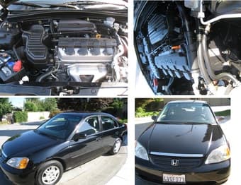 2002 BLACK HONDA CIVIC - MANUAL - 4D - AC - PREMIUM CD/SPEAKERS 1