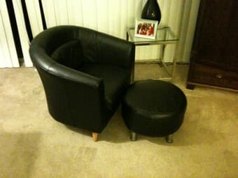 Black Leather Chair and Ottoman - $150 1