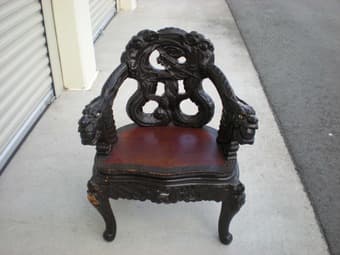 Wooden Hand Carved Dragon Arm Chair $225 1