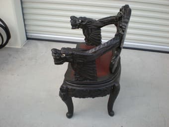 Wooden Hand Carved Dragon Arm Chair $225 2