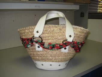 Dolce & Gabbana Woven Bag with White Patent Leather Handle 2