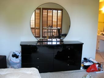 Black lacquer dresser and attachable vanity mirror 1