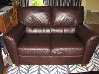 Ikea Borgholm Brown Leather Loveseat - Like New 1