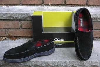 New Size 11 CLARKS Black Indoor/Outdoor Slippers 1