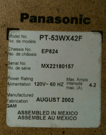 Panasonic 53-Inch 16:9 HDTV-Ready Projection TV for sale 2