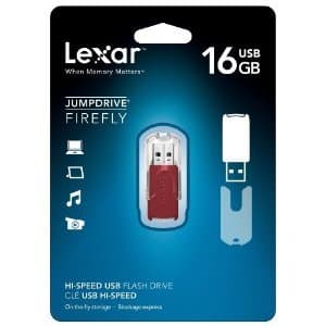Lexar JumpDrive FireFly 16 GB USB 2.0 FlashDrive LJDFF16GASBNA (Red) 1
