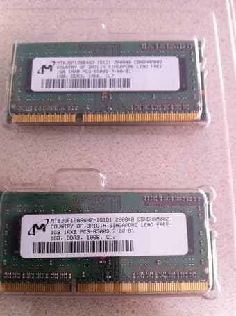 2GB (2x1GB) PC3-8500 DDR3 Laptop Memory - $20 1