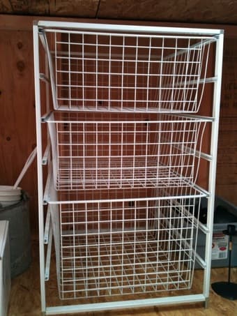 3 drawer white wire baskets 1