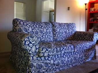 Ektorp Sofa, sofa cover, and footstool (Blue color) for $500 only 1