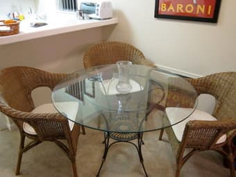 Glass Dining Table + 4 Wicker Chairs 1