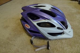 BIKE HELMET (Purple/White) and Bottle Cage for sale 2