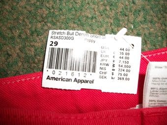 NEW American Apparel Red Denim Shorts 3