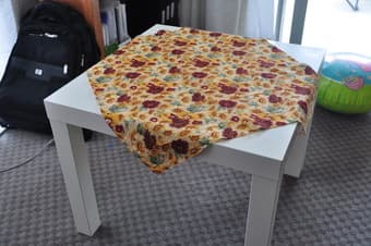 small IKEA table + footstool + free cover cloth 1