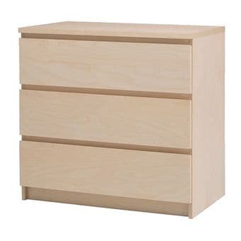 MALM 3 drawer chest in birch veneer $40 1