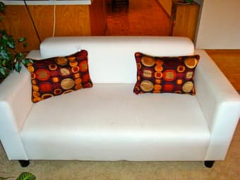 2 IKEA sofas, TV stand, desk + desk chair for sale 2