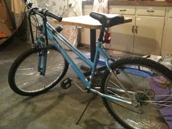 Blue 21 speed mountain bike + U lock, $90, bought last year new 1