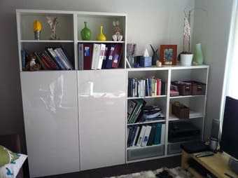 Moving Sales - White book shelves, brown cabinet, eletronics etc. 1