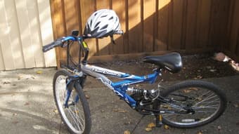 Bike with new helmet 1