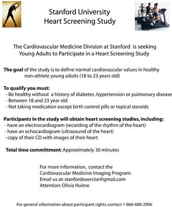 Be part of an exclusive heart study at Stanford Medical Center! 1