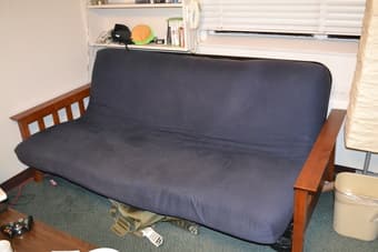 37in LCD TV- $375, Futon- $25, Mini fridge - $25 2