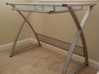 Modern frosted glass desk with sliding keyboard tray 1