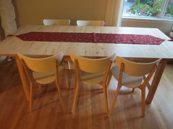 As new: IKEA NORDEN dining table (seats 6-12) + 6 matching chairs 3