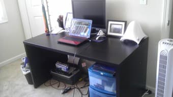 Ikea desk-wooden black executive-$40 1