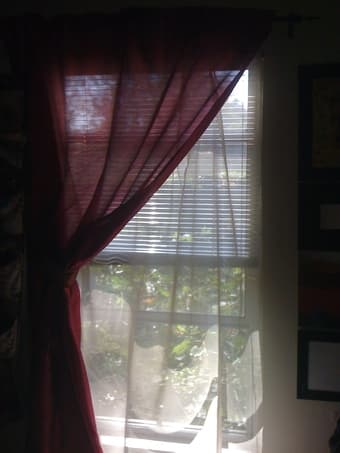 window curtain, sheer, rod, $28 1