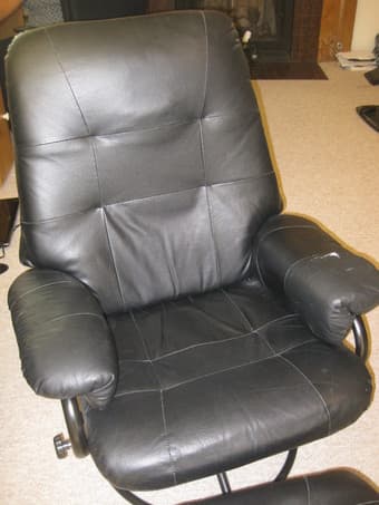 Black Recliner Swivel chair with ottman $50 2