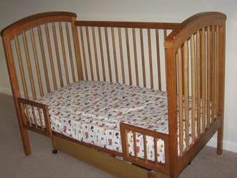Convertable crib/toddler bed with mattress, $75 1