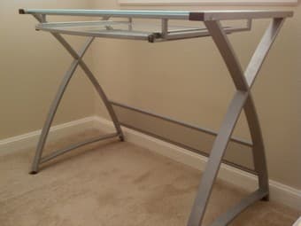 Modern frosted glass desk with sliding keyboard tray 1