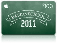 Apple Back to School 2011 $100 gift card for $90 1